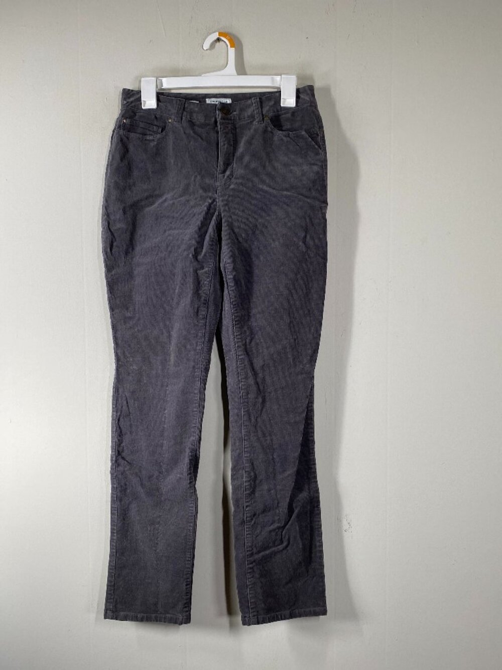 Charter Club Lexington Straight Corduroy Jeans Women's 4 Mid Rise Gray Casual